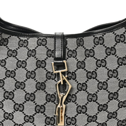 Gucci Monogram Lobster Clasp Jackie O Hobo Black 8 of 11