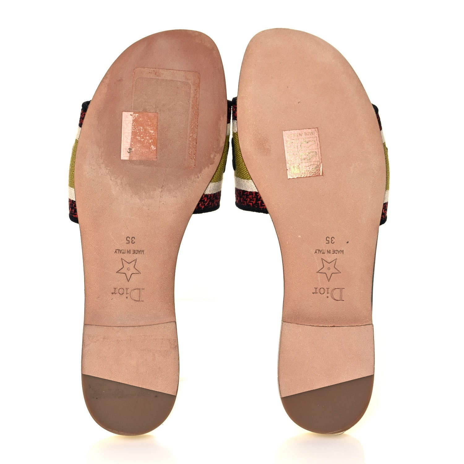 Christian Dior Canvas Dioraura Embroidered Dway Flat Slide Sandals 35 Multicolor 5 of 10