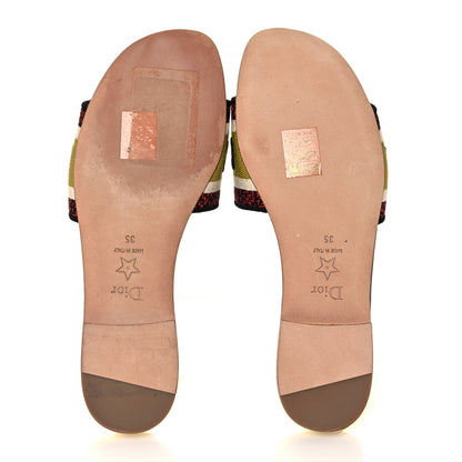 Christian Dior Canvas Dioraura Embroidered Dway Flat Slide Sandals 35 Multicolor 5 of 10