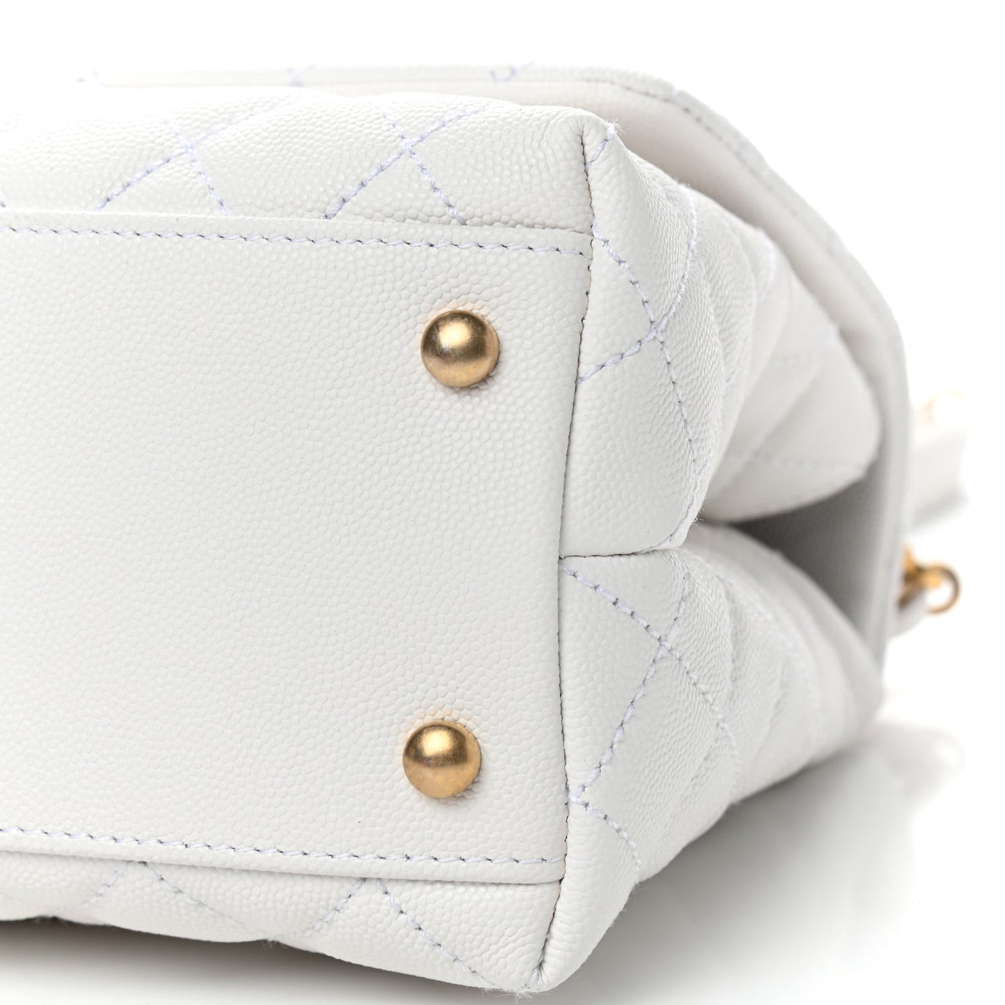 Caviar Lizard Quilted Small Coco Handle Flap White Beige