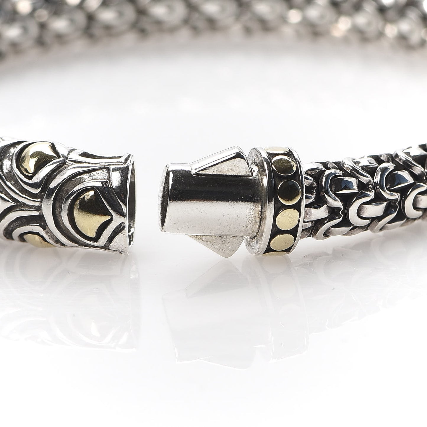 Sterling Silver 18K Yellow Gold 6.5mm Legends Naga Station Bracelet