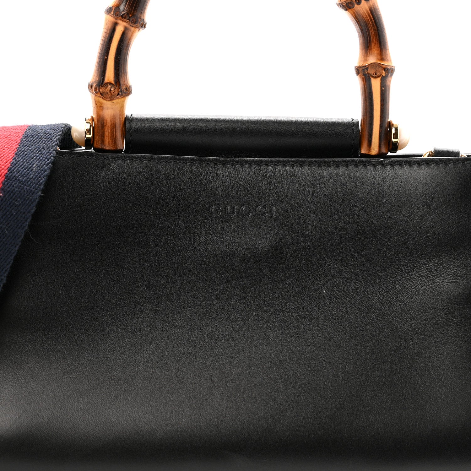 Gucci Nappa Bamboo Web Mini Nymphaea Top Handle Bag Black 9 of 15