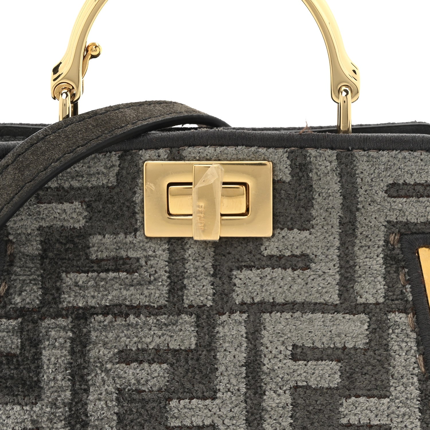 Fendi Fabric Calfskin Nano Peekaboo Maxi Handle Satchel Anthracite Asfalto 17 of 21