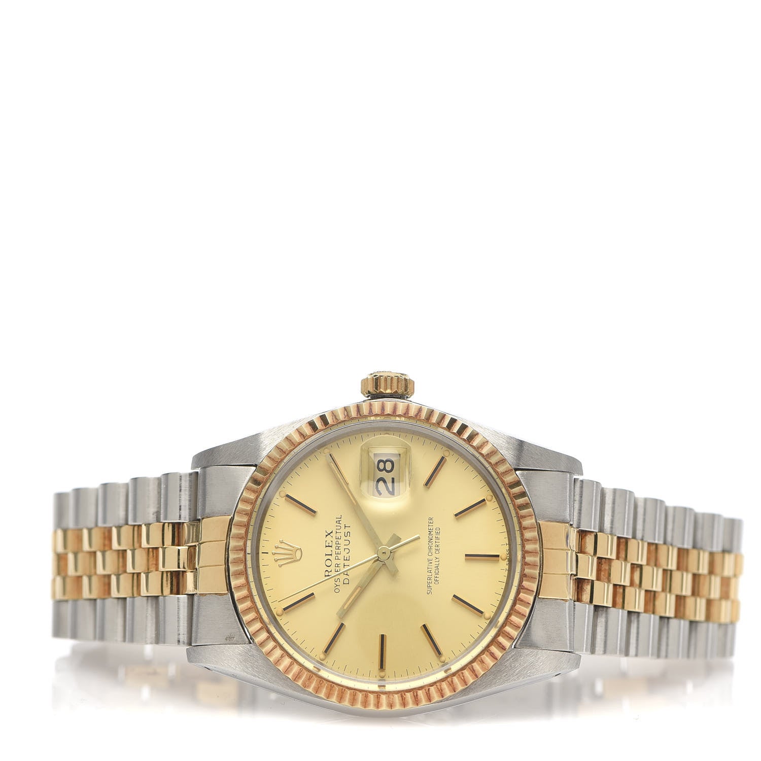 Rolex Stainless Steel 18K Yellow Gold 36mm Oyster Perpetual Datejust Watch Champagne 16013 6 of 12