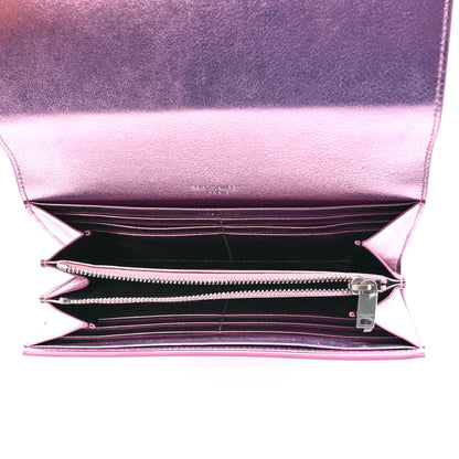 Saint Laurent Metallic Calfskin Classic Monogram Cassandre Wallet New Azalea 5 of 11