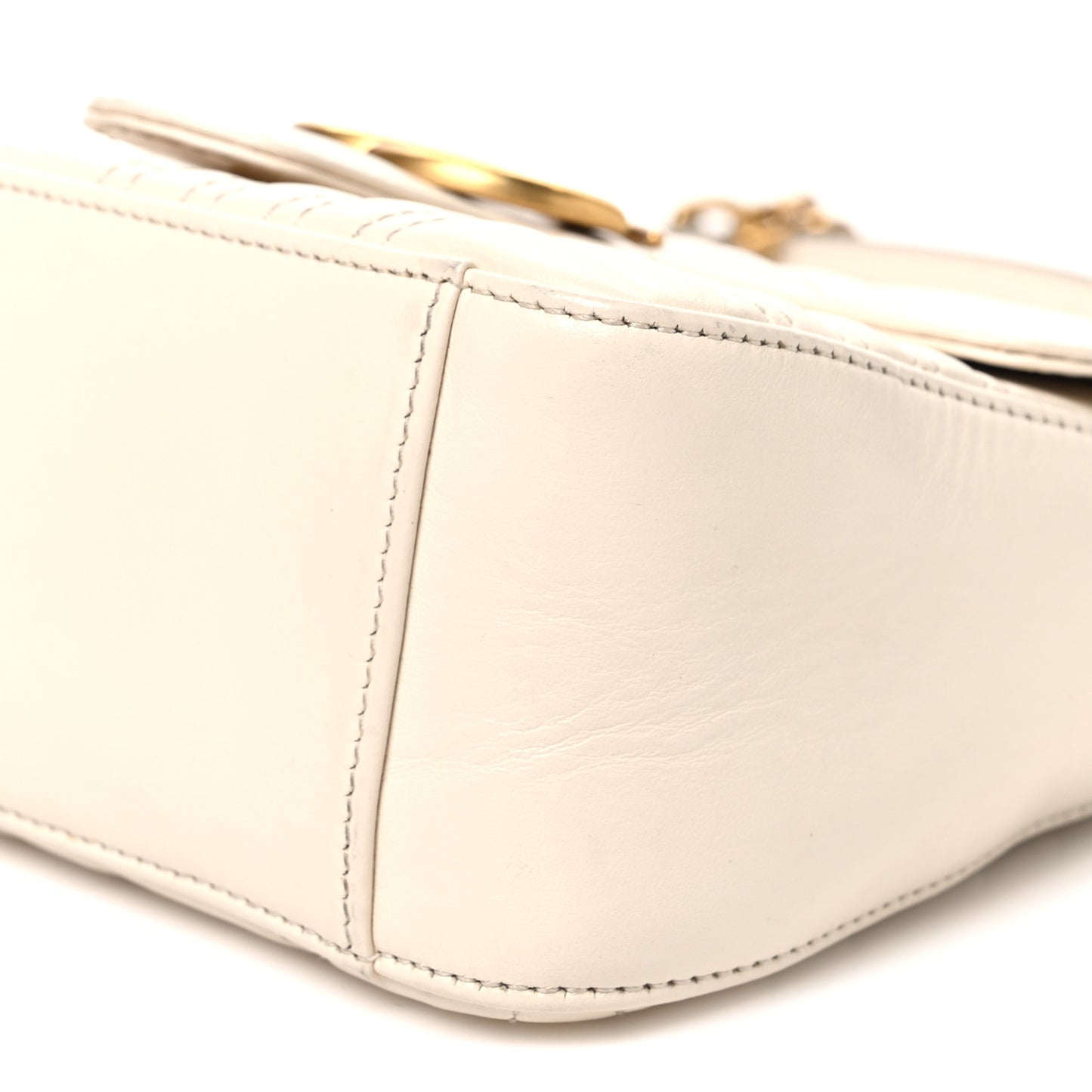 Calfskin Matelasse Mini GG Marmont Top Handle Shoulder Bag White