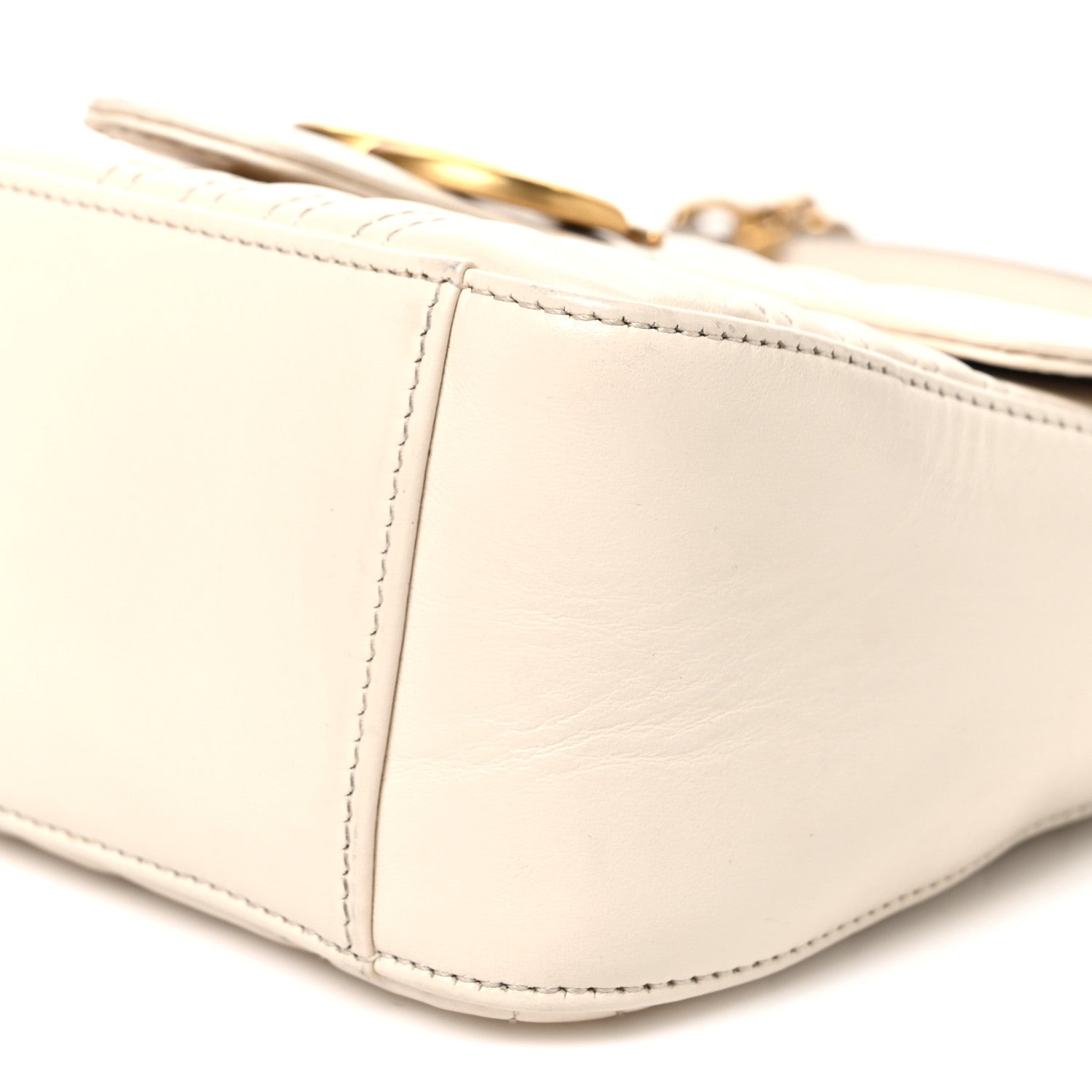 Gucci Calfskin Matelasse Mini GG Marmont Top Handle Shoulder Bag White 10 of 10