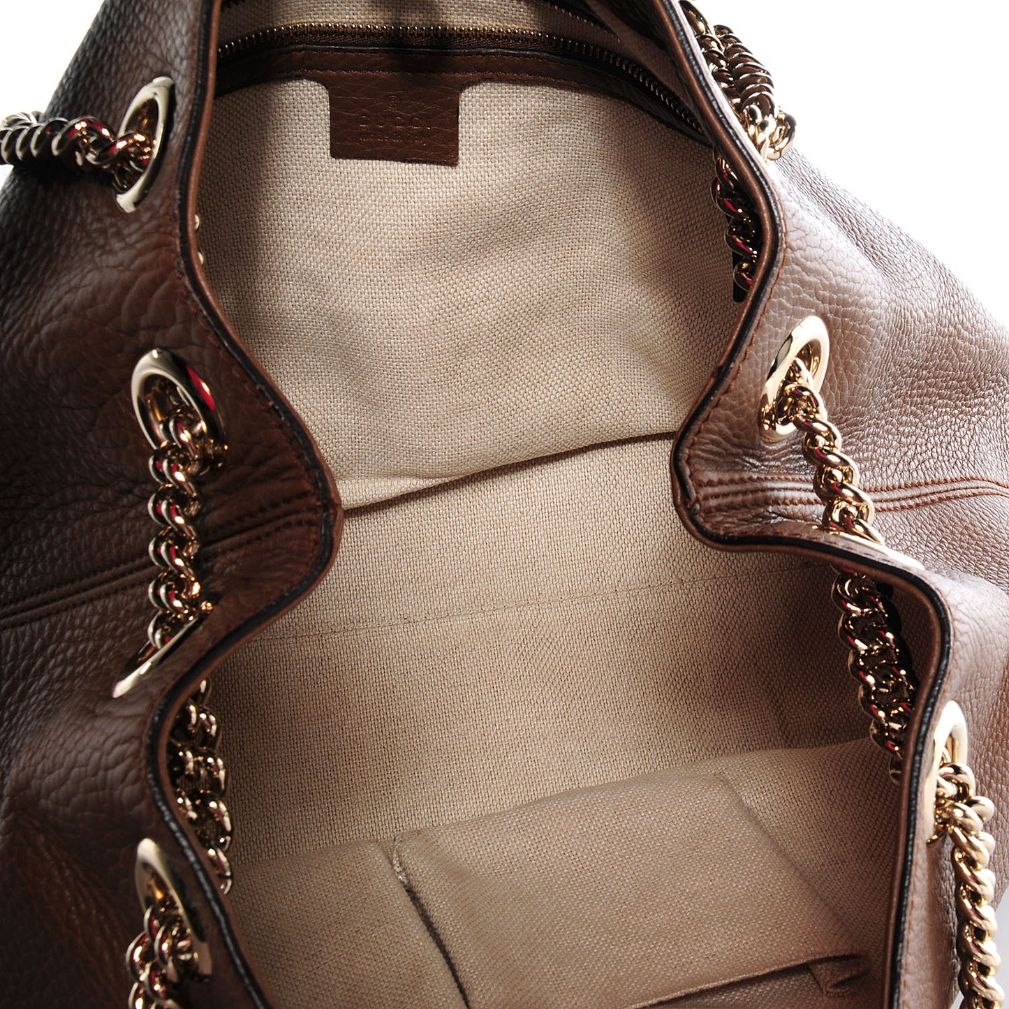 Pebbled Calfskin Medium Soho Chain Shoulder Bag Maple Brown