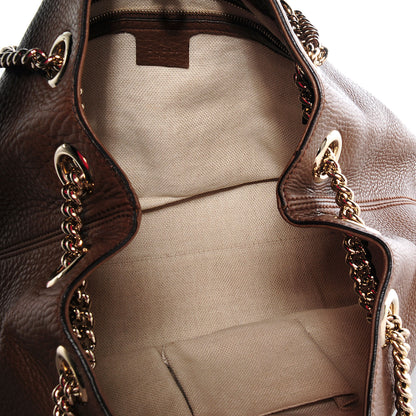 Gucci Pebbled Calfskin Medium Soho Chain Shoulder Bag Maple Brown 5 of 7