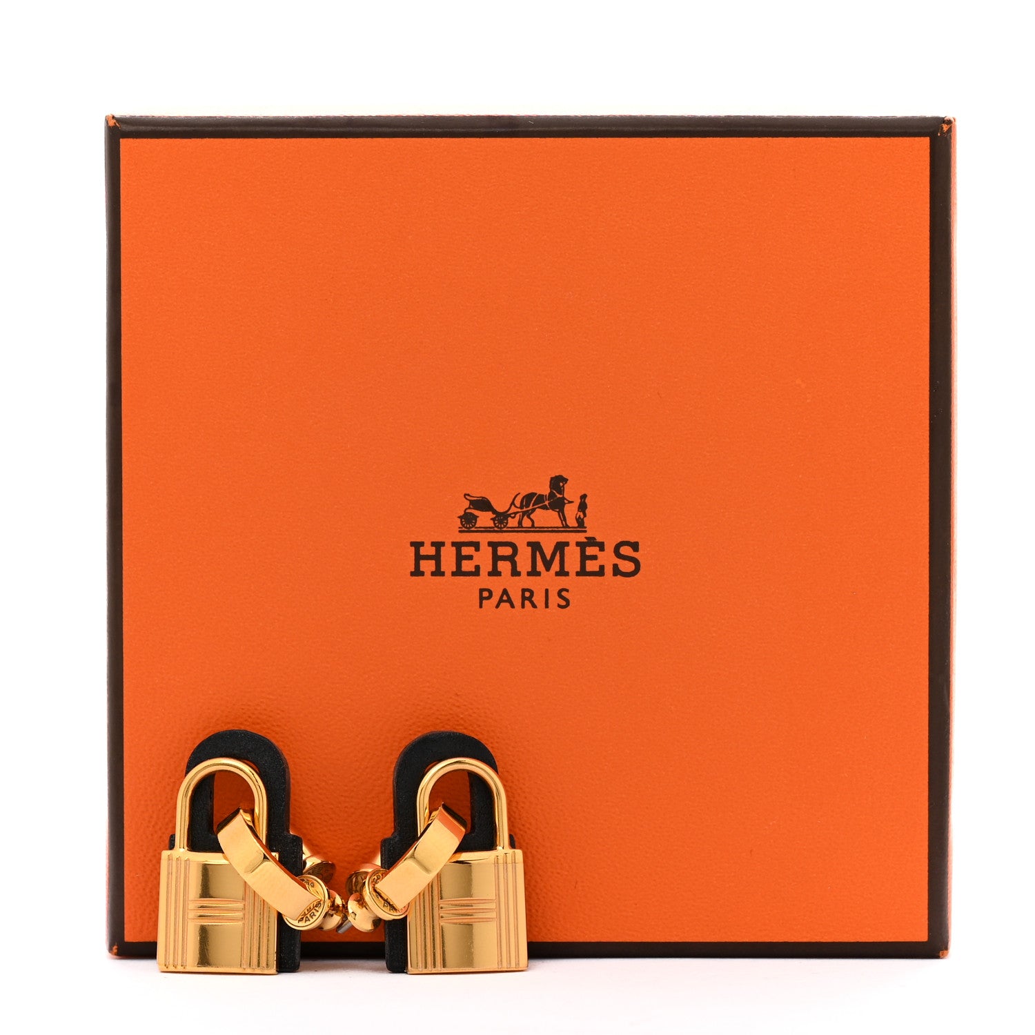 Hermes Gold Swift O'Kelly Earrings Black 6 of 6