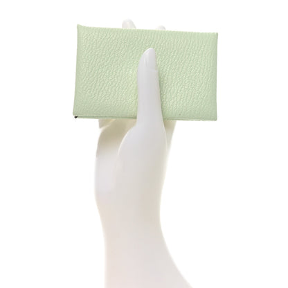 Hermes Chevre Mysore Verso Calvi Card Case Vert Fizz Bleu Zephyr 2 of 7