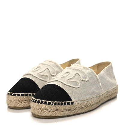 Chanel Linen CC Espadrilles 40 Beige Black 3 of 10