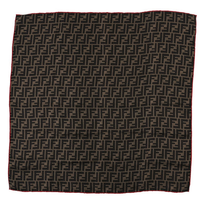 Fendi Silk FF Scarf Brown Red 1 of 3