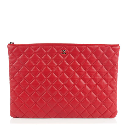 Chanel Lambskin Quilted Large Cosmetic Case Red 1 of 7