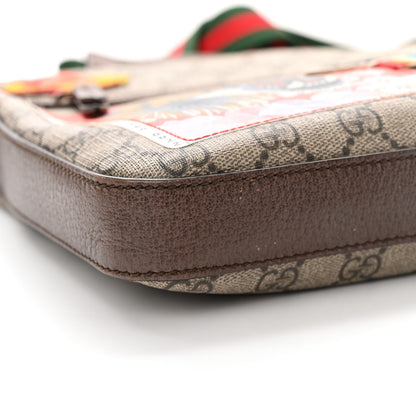 Gucci Soft GG Supreme Monogram Courrier Web Medium Flat Messenger Bag Beige New Acero Multicolor 9 of 15
