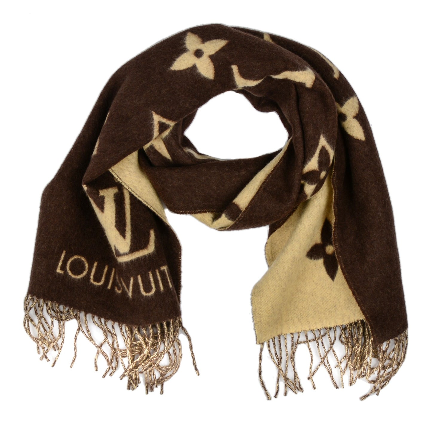 Cashmere Monogram Reykjavik Scarf Brown
