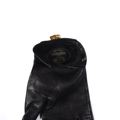 Hermes Lambskin Soya Kelly Lock Gloves 6.5 Black 2 of 5