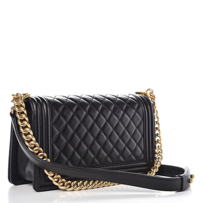 Chanel Lambskin Quilted Medium Boy Flap Black 3 of 7