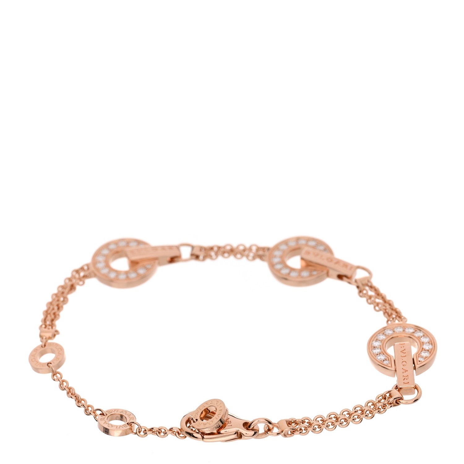 Bulgari 18K Rose Gold Diamond BVLGARI BVLGARI Openwork Bracelet SM 2 of 3