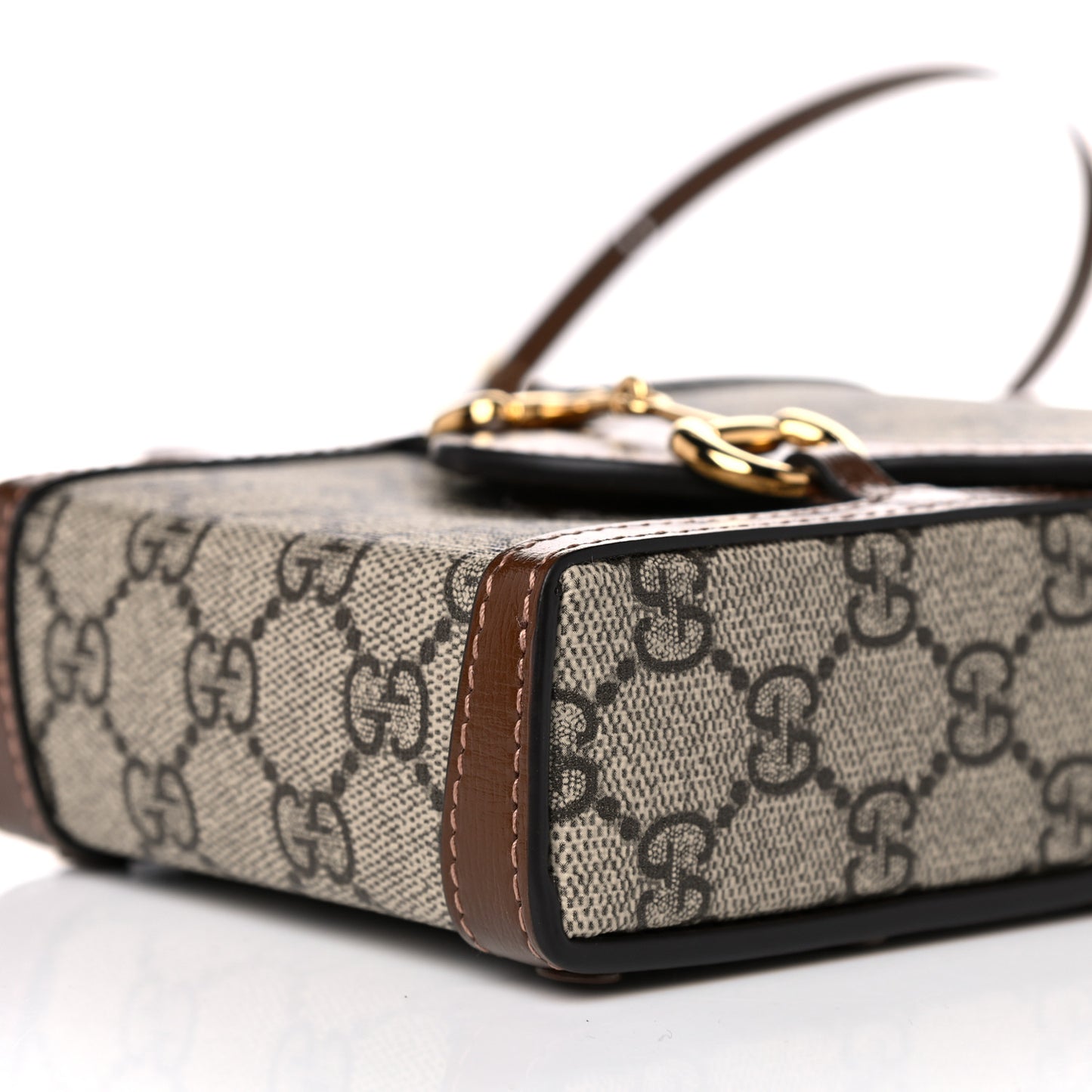 GG Supreme Monogram Mini Horsebit 1955 Crossbody Bag Beige Brown Sugar