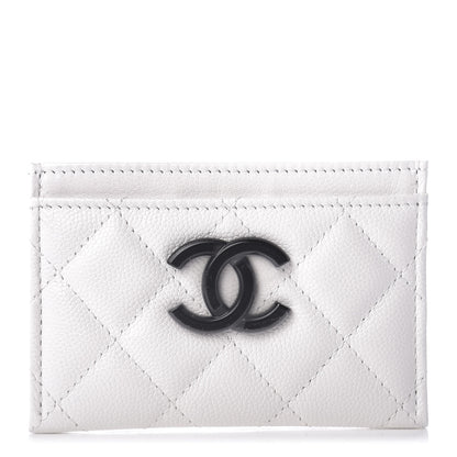 Chanel Caviar Quilted My Everything Card Holder White Black 1 of 9