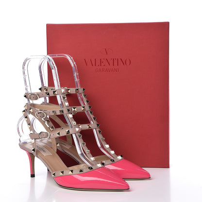 Valentino Garavani Patent Nappa Rockstud Ankle Strap 65mm Pumps 38.5 Peony Poudre 10 of 10