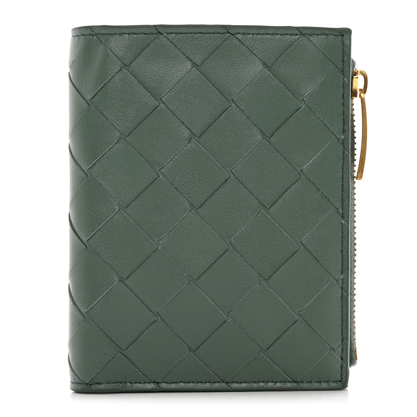 Nappa Intrecciato Bifold Zip Wallet Aloe