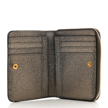 Saint Laurent Metallic Calfskin Monogram Compact Zip Around Wallet Grey 5 of 6