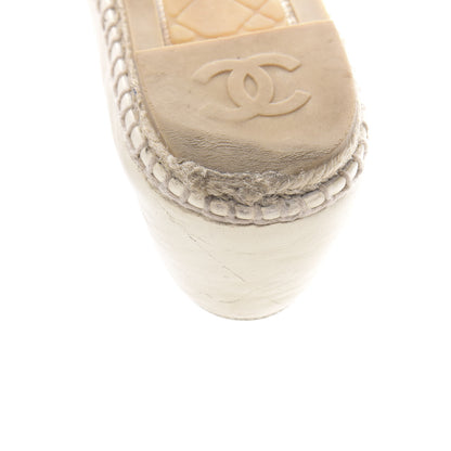 Chanel Lambskin CC Espadrilles 39 White Black 10 of 16
