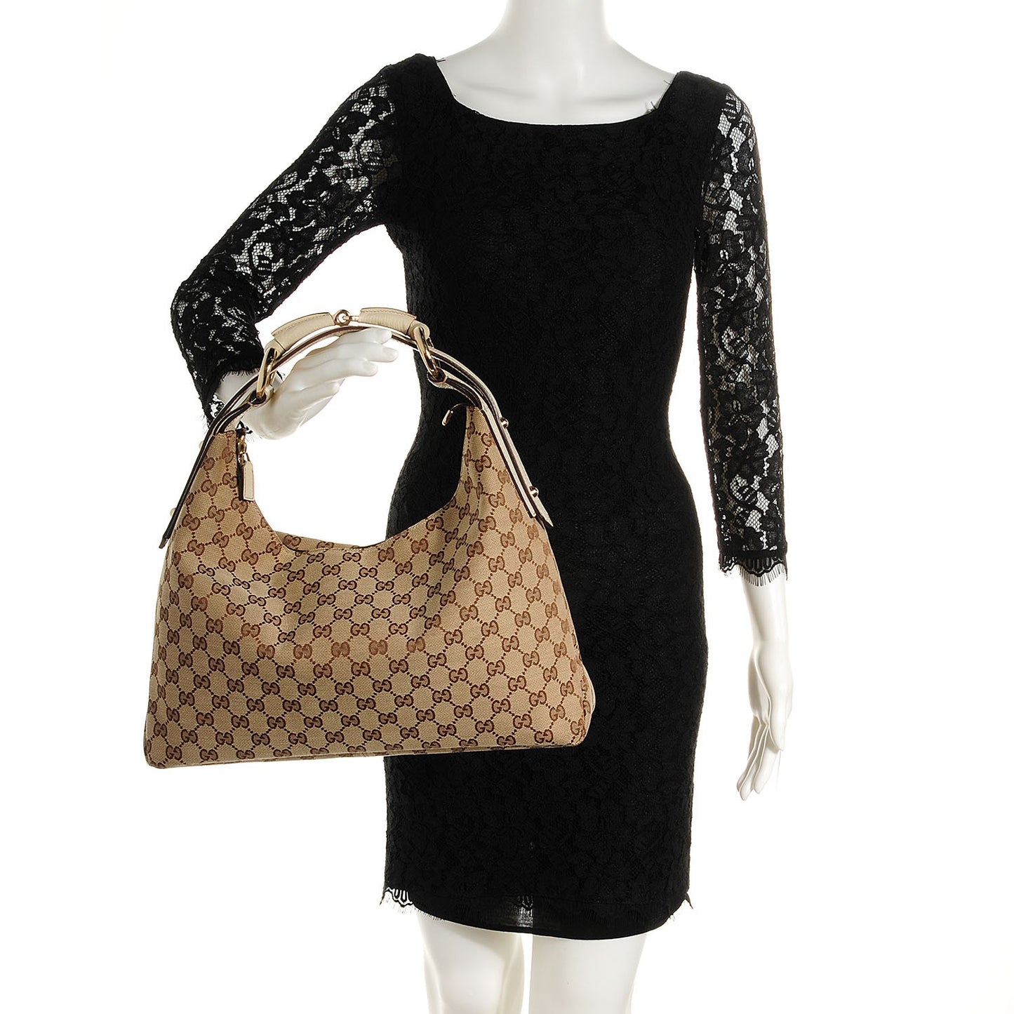Monogram Medium Horsebit Chain Hobo Off White