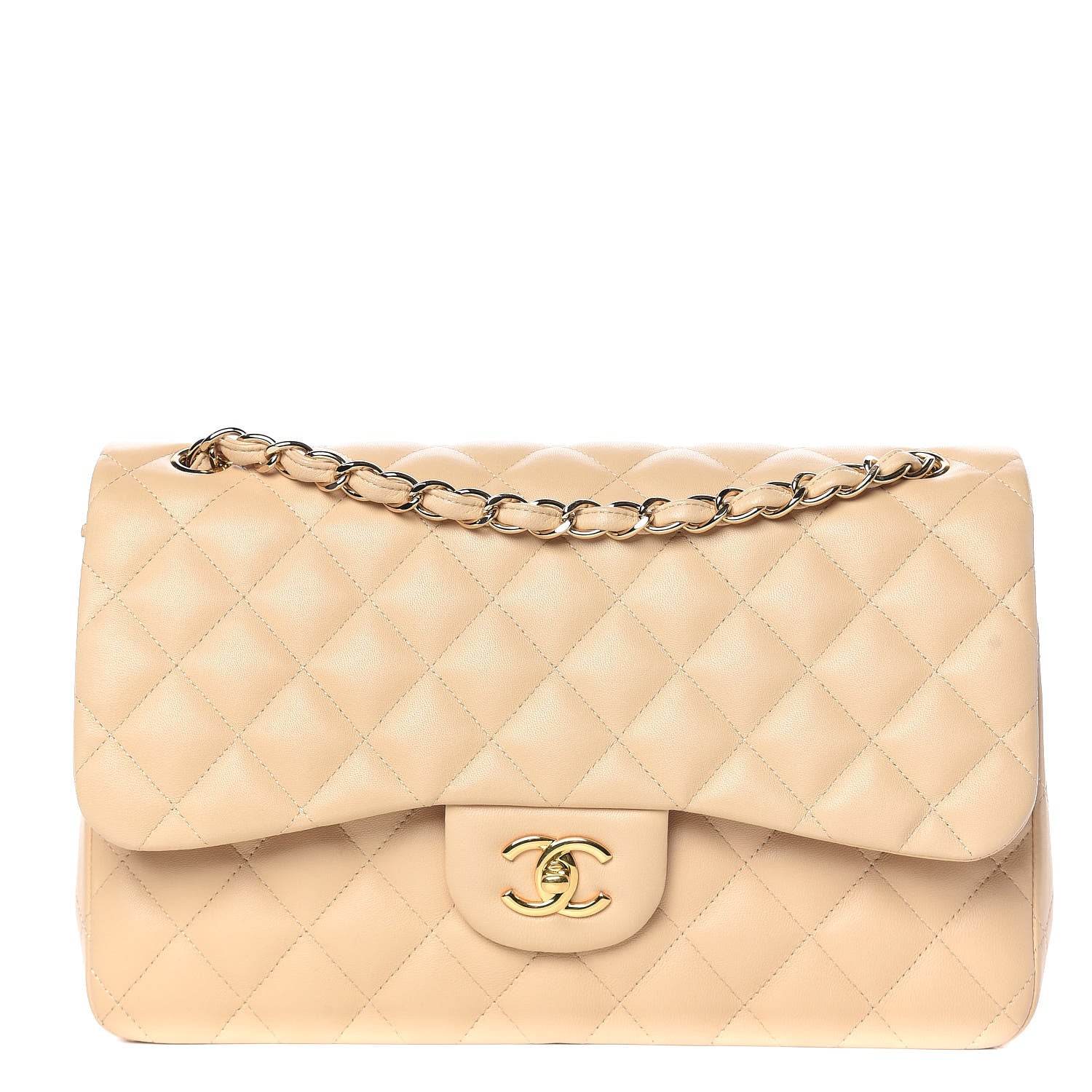 Chanel Lambskin Quilted Jumbo Double Flap Beige Clair 1 of 10