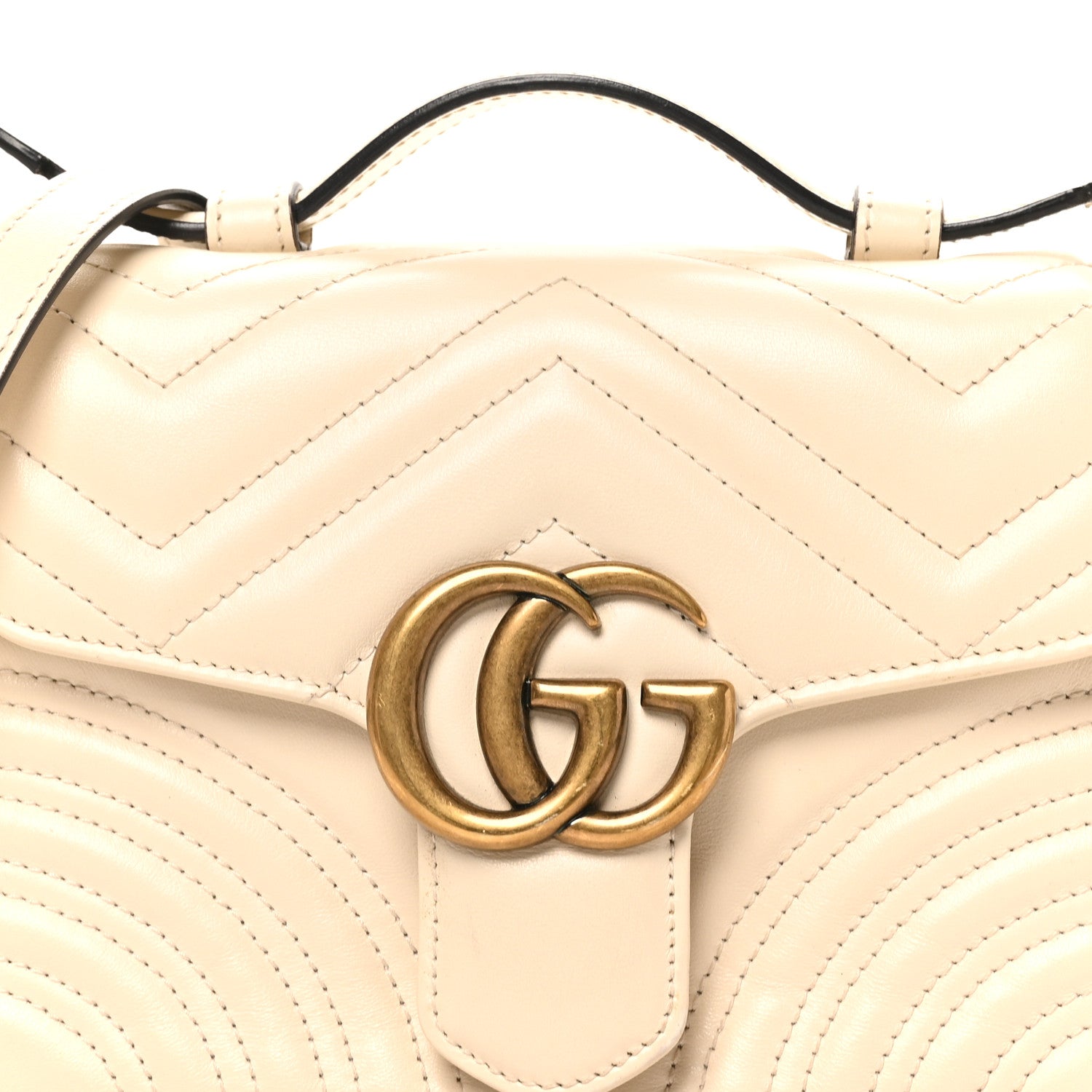 Gucci Calfskin Matelasse Mini GG Marmont Top Handle Shoulder Bag White 8 of 10