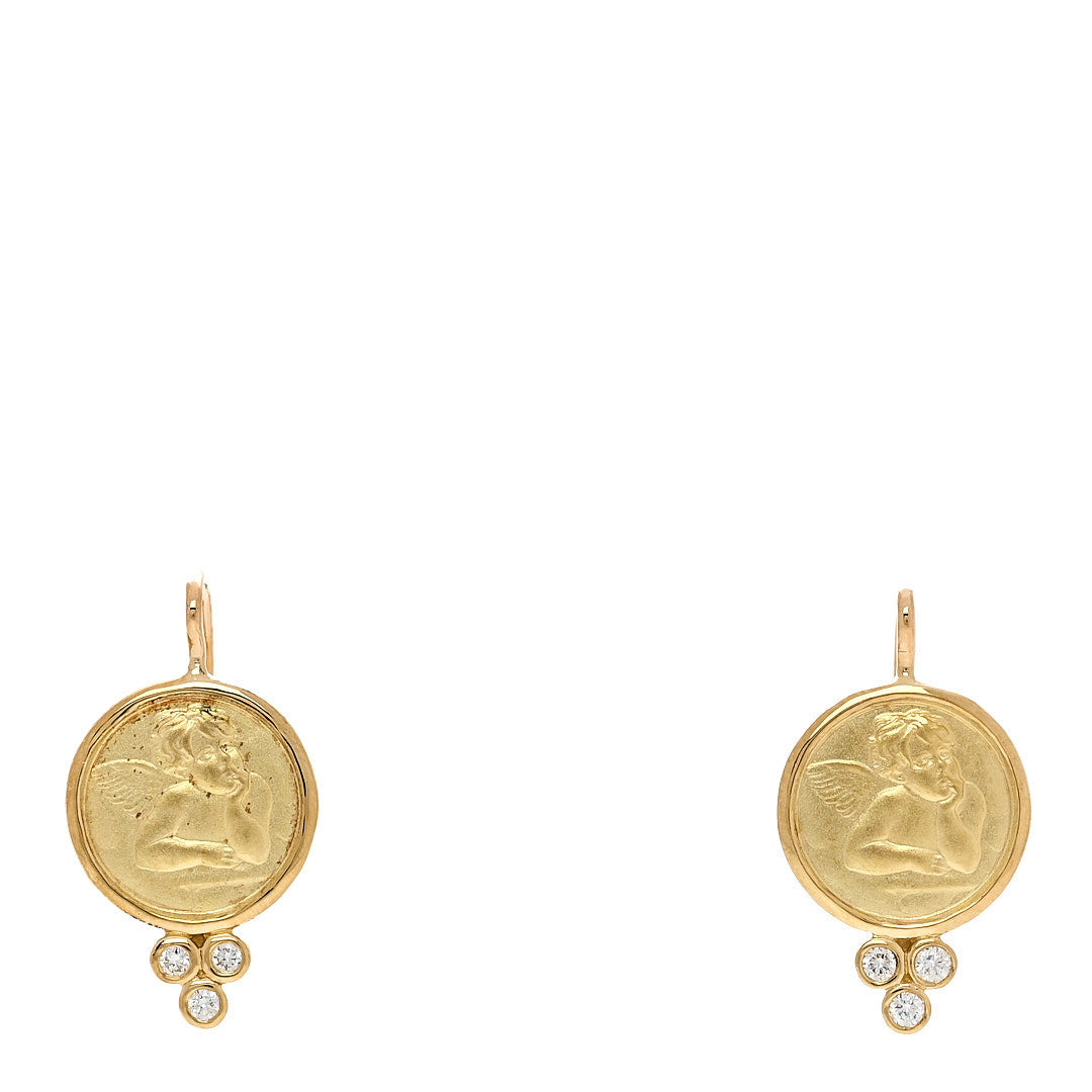 Temple St. Clair 18K Yellow Gold Diamond Angel Drop Earrings 1 of 4
