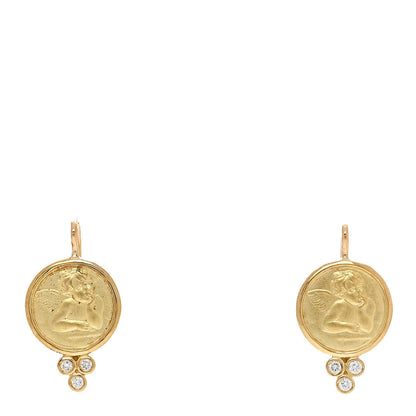 Temple St. Clair 18K Yellow Gold Diamond Angel Drop Earrings 1 of 4