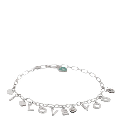 Tiffany Sterling Silver Enamel I Love You Charm Bracelet Blue 1 of 4