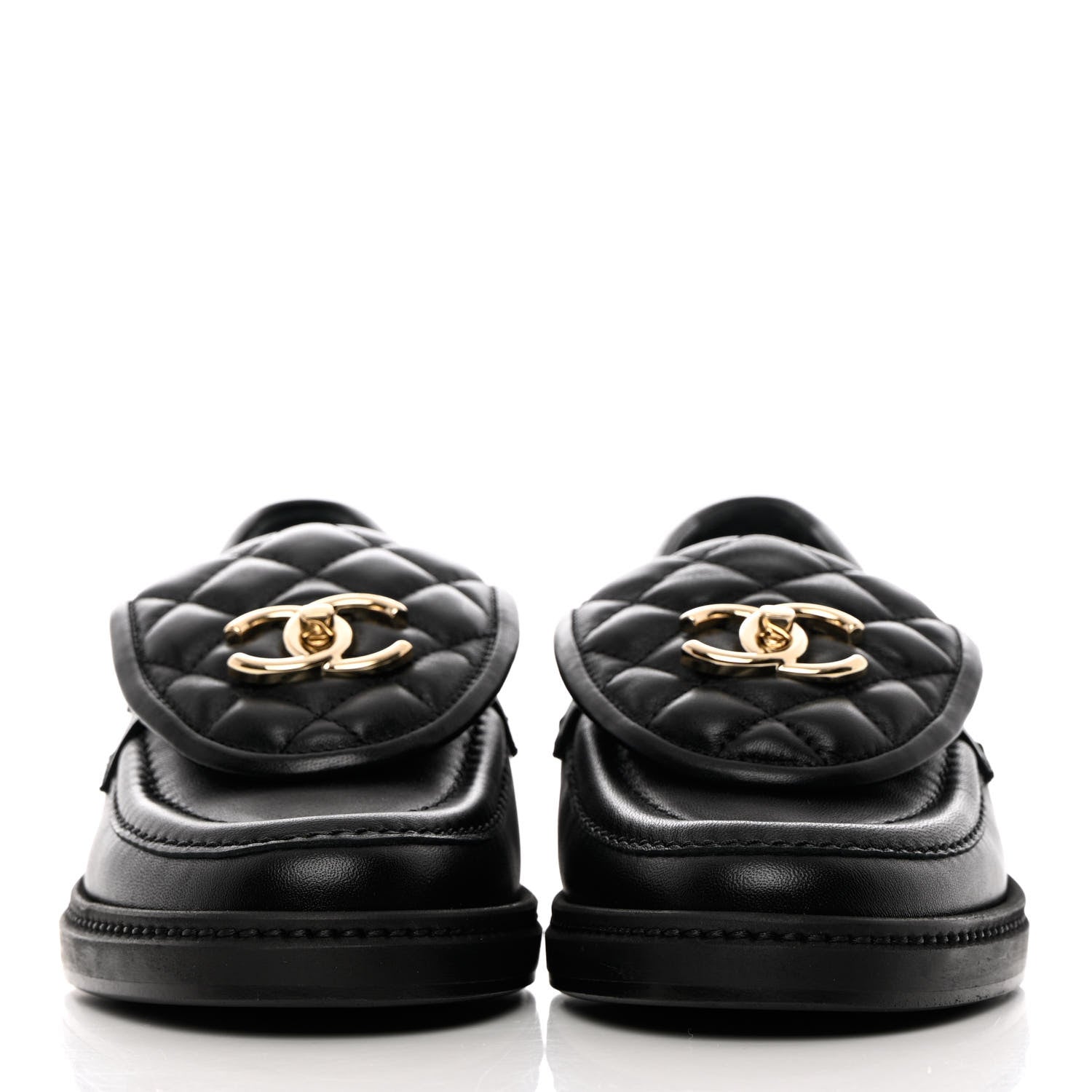 Chanel Lambskin Quilted CC Turnlock Loafers 36 Black 2 of 13