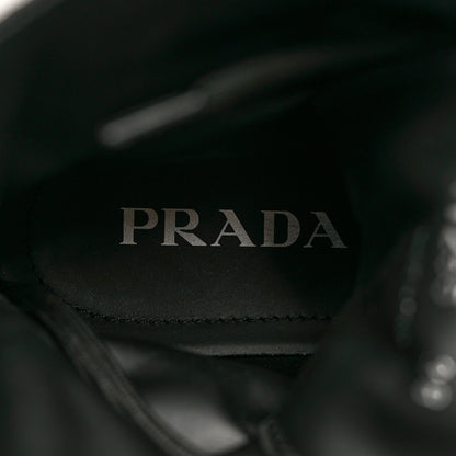 Prada Spazzolato Rois Re-Nylon Metal Triangle Logo Monolith Pouch Pocket 55mm Boots 38 Black 8 of 10