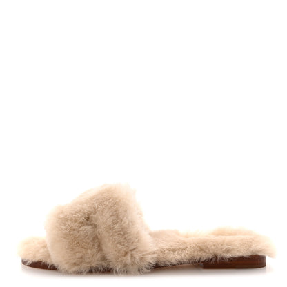Hermes Woolskin Oran Sandals 37.5 Beige Argile 1 of 8
