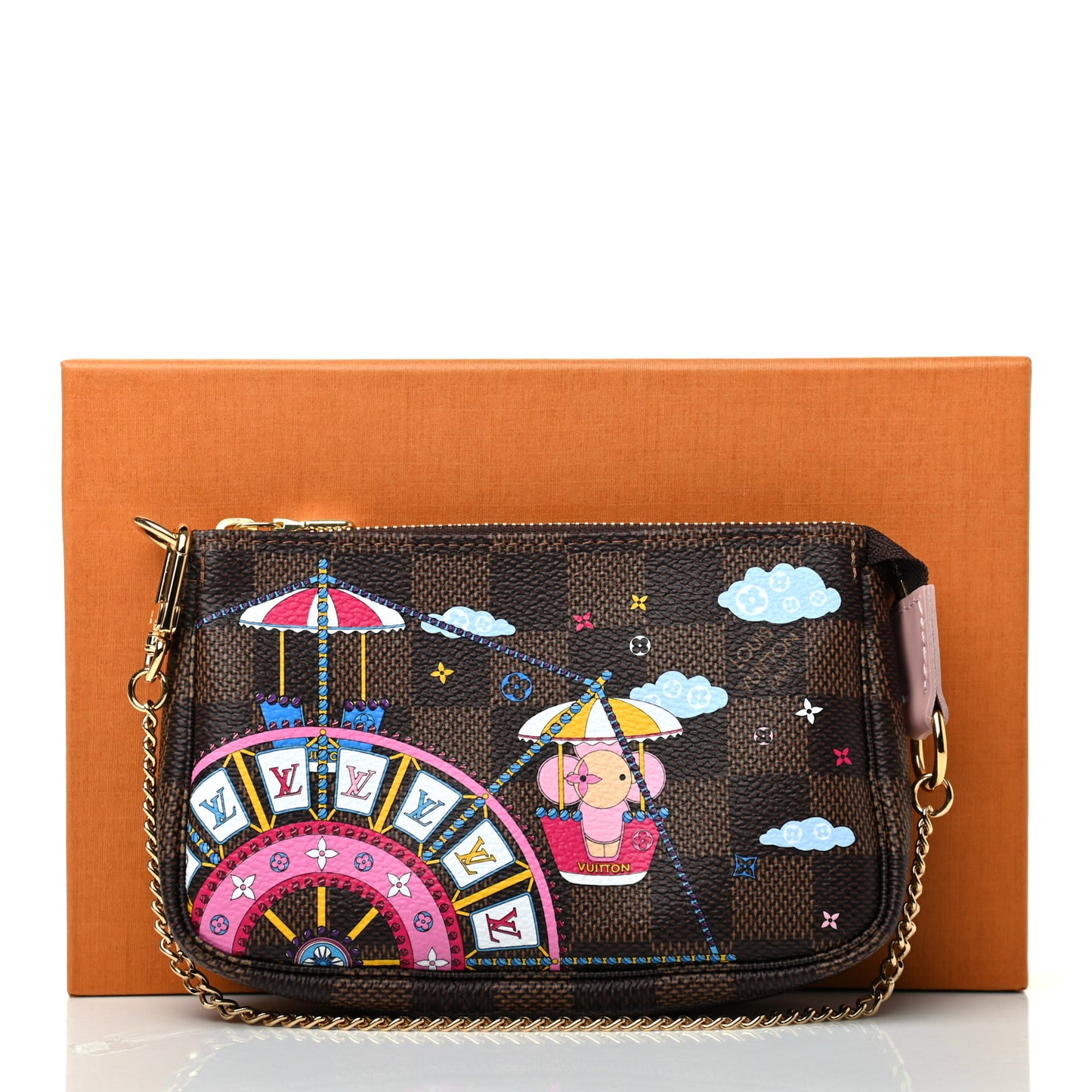 Damier Ebene 2020 Christmas Animation Big Wheel Mini Pochette Accessories Rose Ballerine