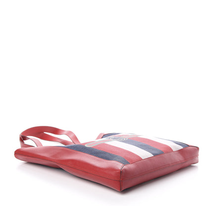 Gucci Canvas Calfskin Sylvie Stripe Logo Mens Tote Red White Blue 3 of 8