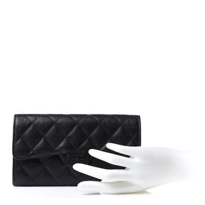Chanel Crumpled Calfskin Quilted Large Flap Wallet So Black 2 of 9
