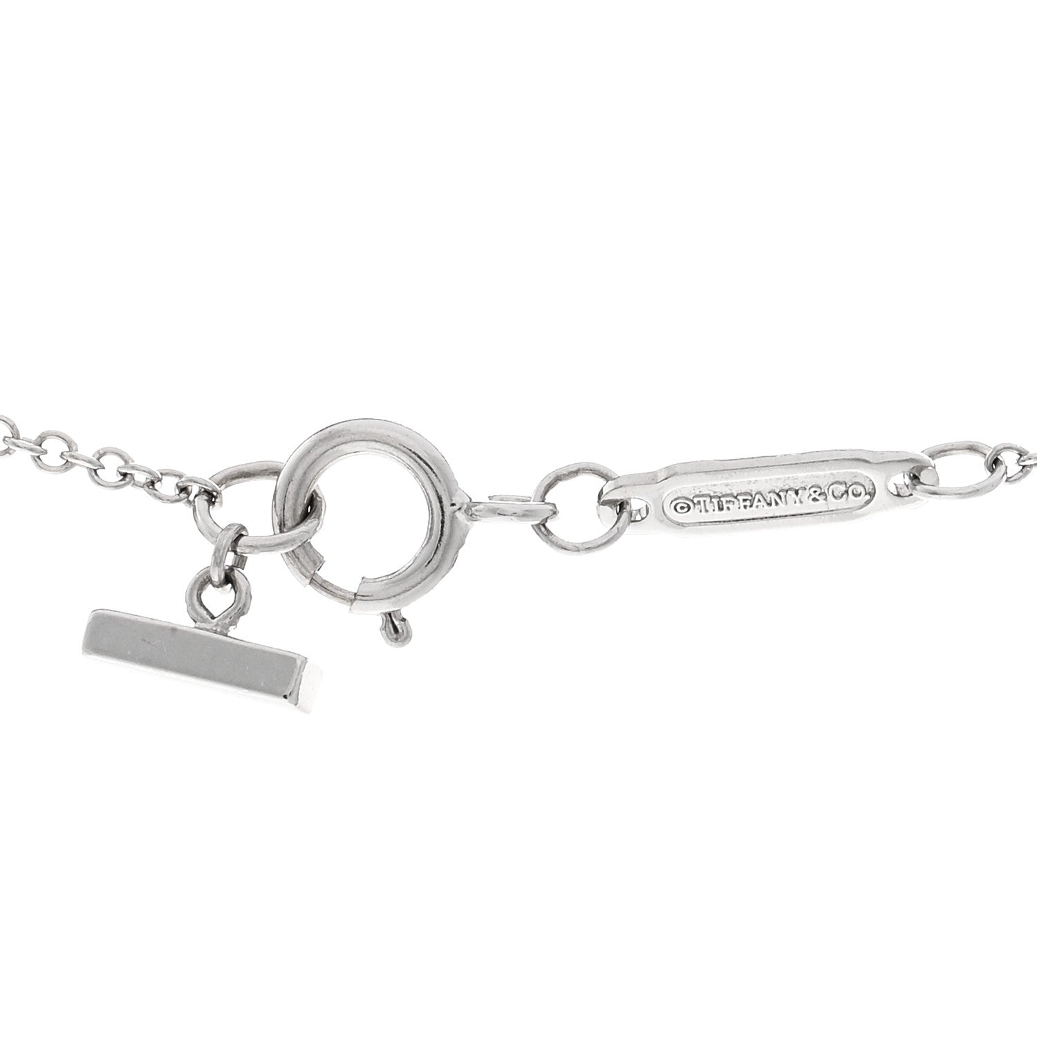 Tiffany 18K White Gold Diamond Mini T Smile Pendant Necklace 4 of 5