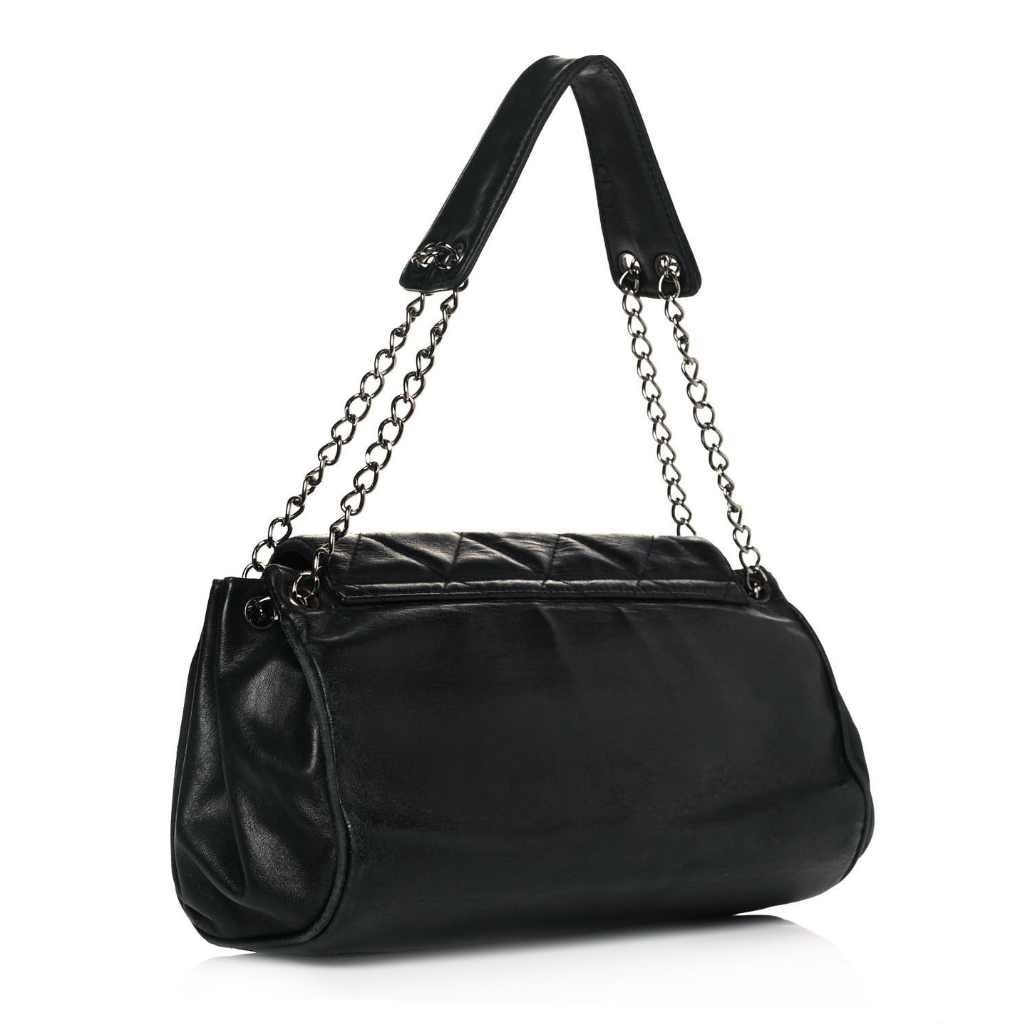 Calfskin Quilted Accordion Flap Black