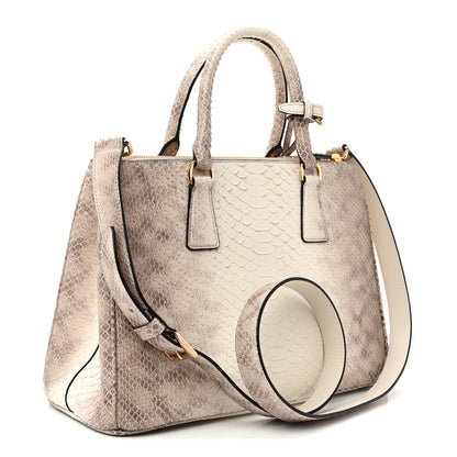 Prada Snakeskin Medium Galleria Double Zip Tote Gradient White 3 of 13