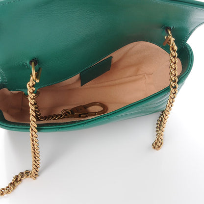 Gucci Calfskin Matelasse Super Mini GG Marmont Shoulder Bag Emerald Green 5 of 8