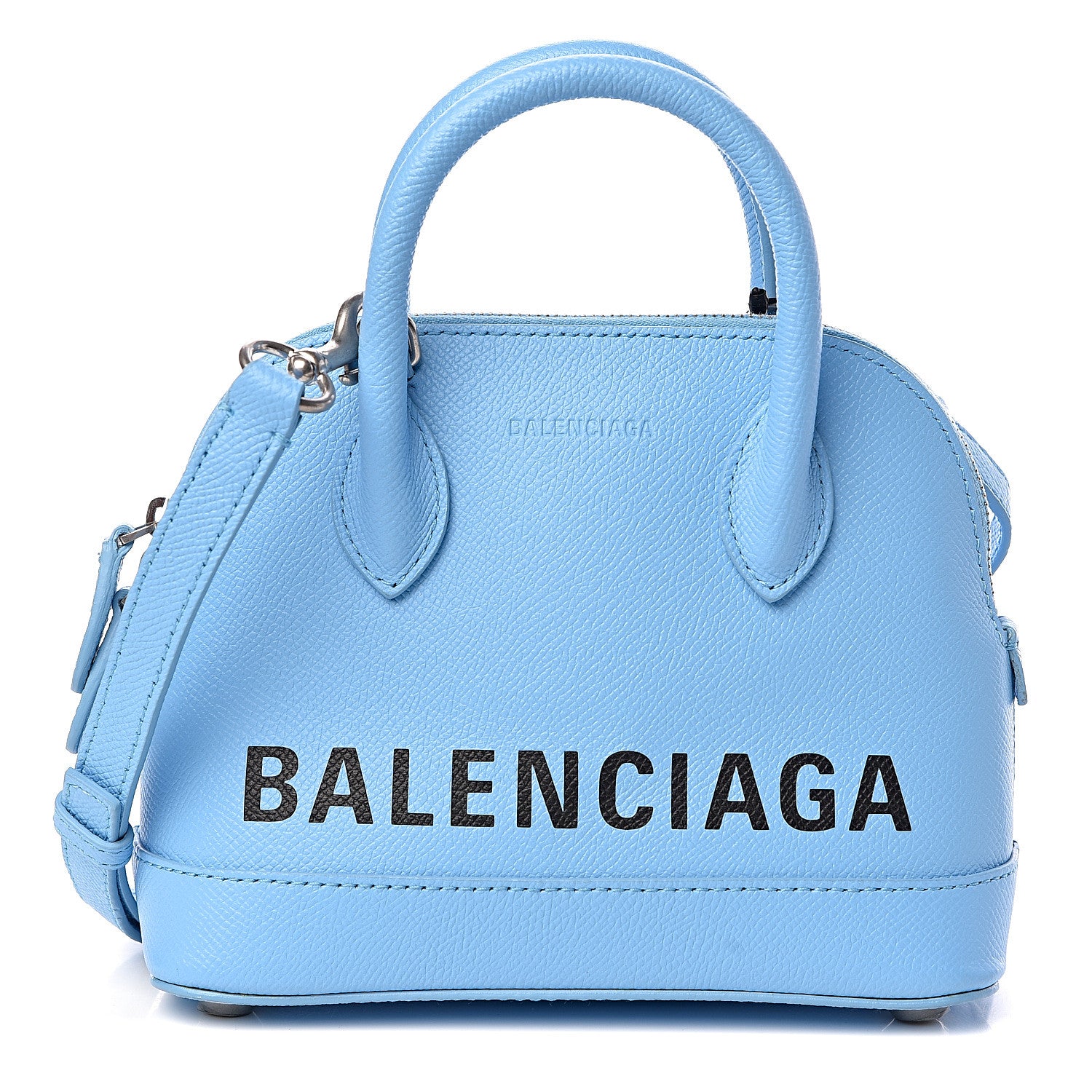 Balenciaga Signature Grained Calfskin Logo XXS Ville Top Handle Bag Baby Blue Black 1 of 10