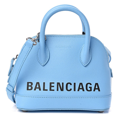 Balenciaga Signature Grained Calfskin Logo XXS Ville Top Handle Bag Baby Blue Black 1 of 10