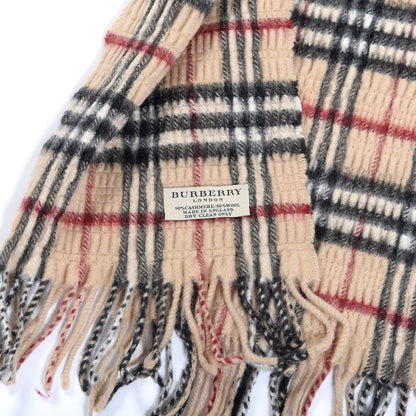 Burberry Cashmere Wool Vintage Check Scarf Camel 3 of 3