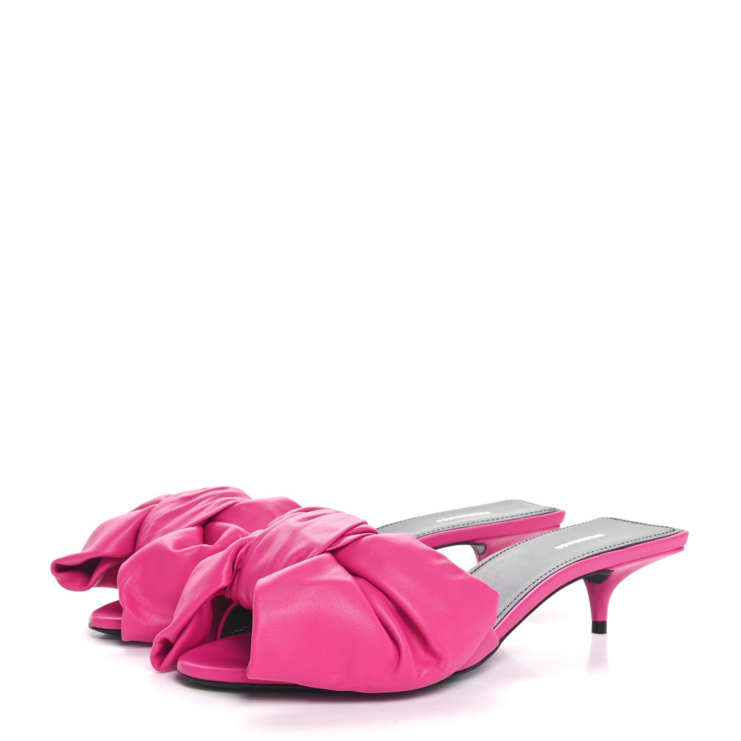 Soft Nappa Square Knife Bow Mule Sandals 37 Magenta Pink