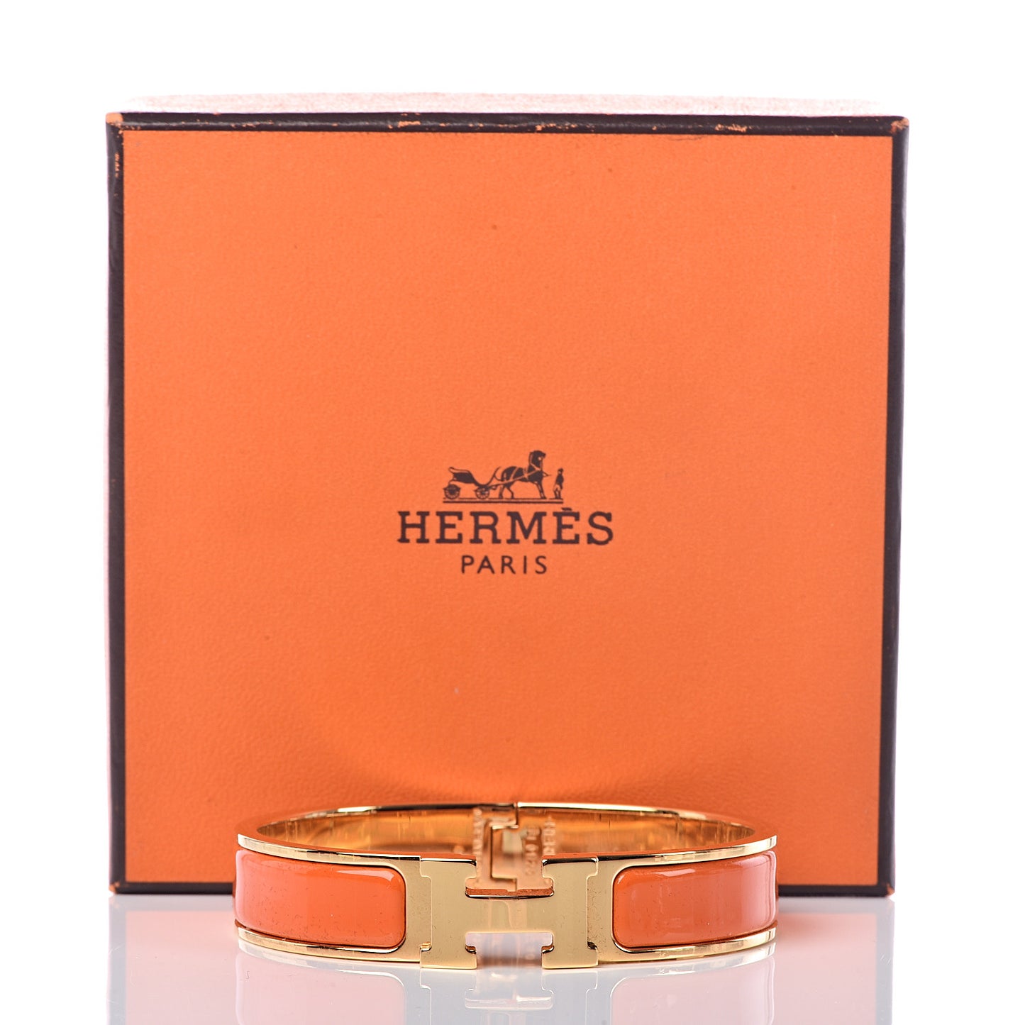 Enamel Narrow Clic Clac H Bracelet PM Orange